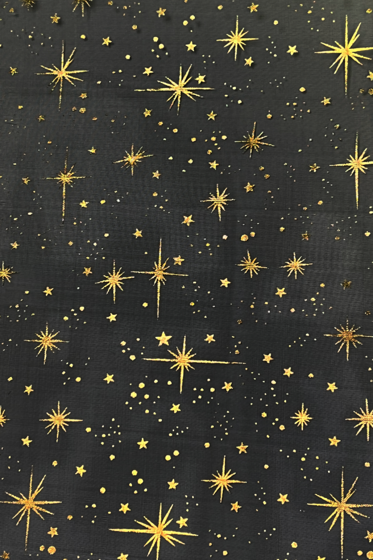 Cometes - Nappe de noël en organza réversible motif Etoile